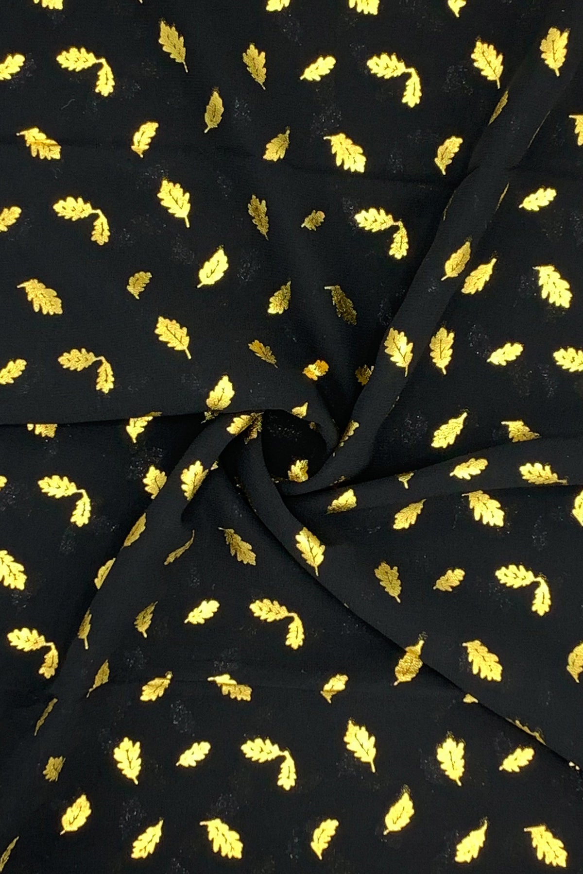 Gold Print Chiffon - Black