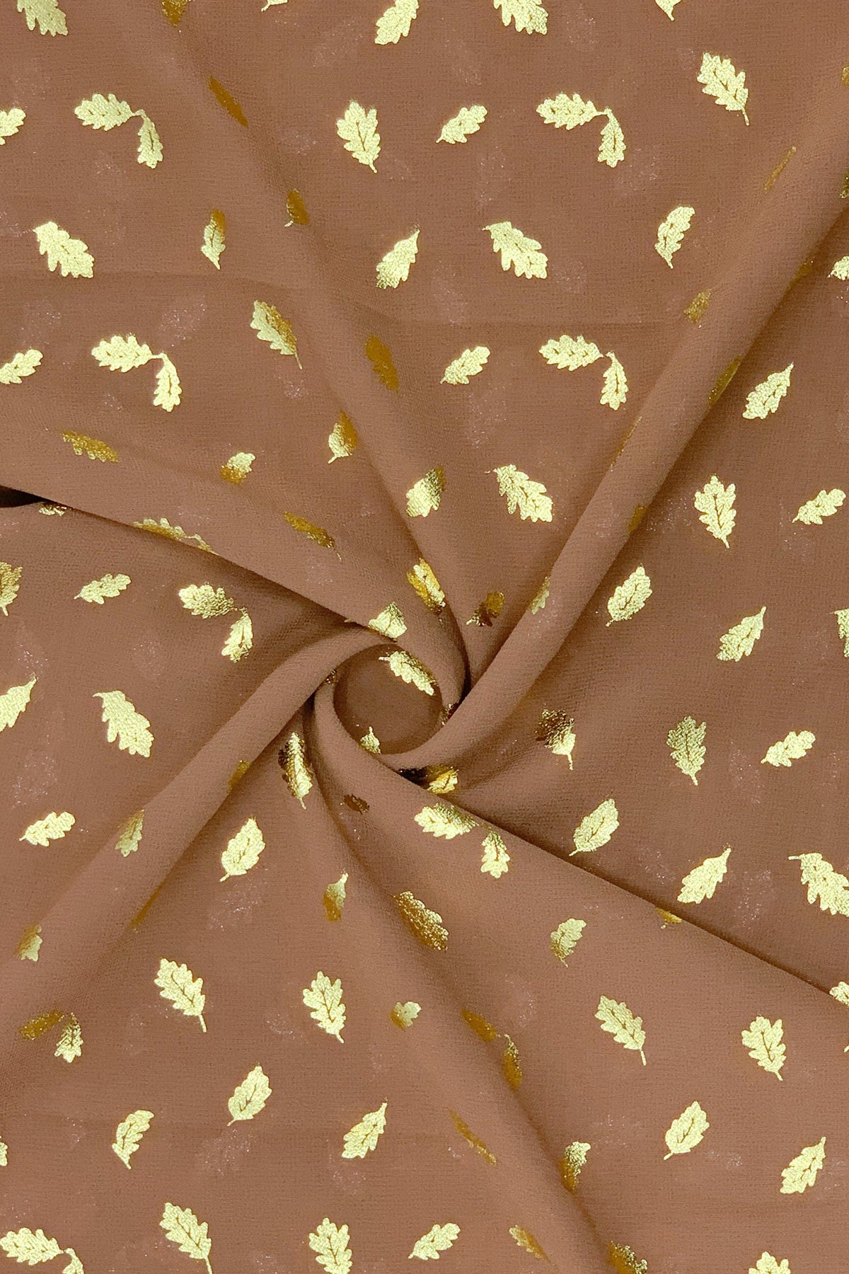 Gold Print Chiffon - Light Brown