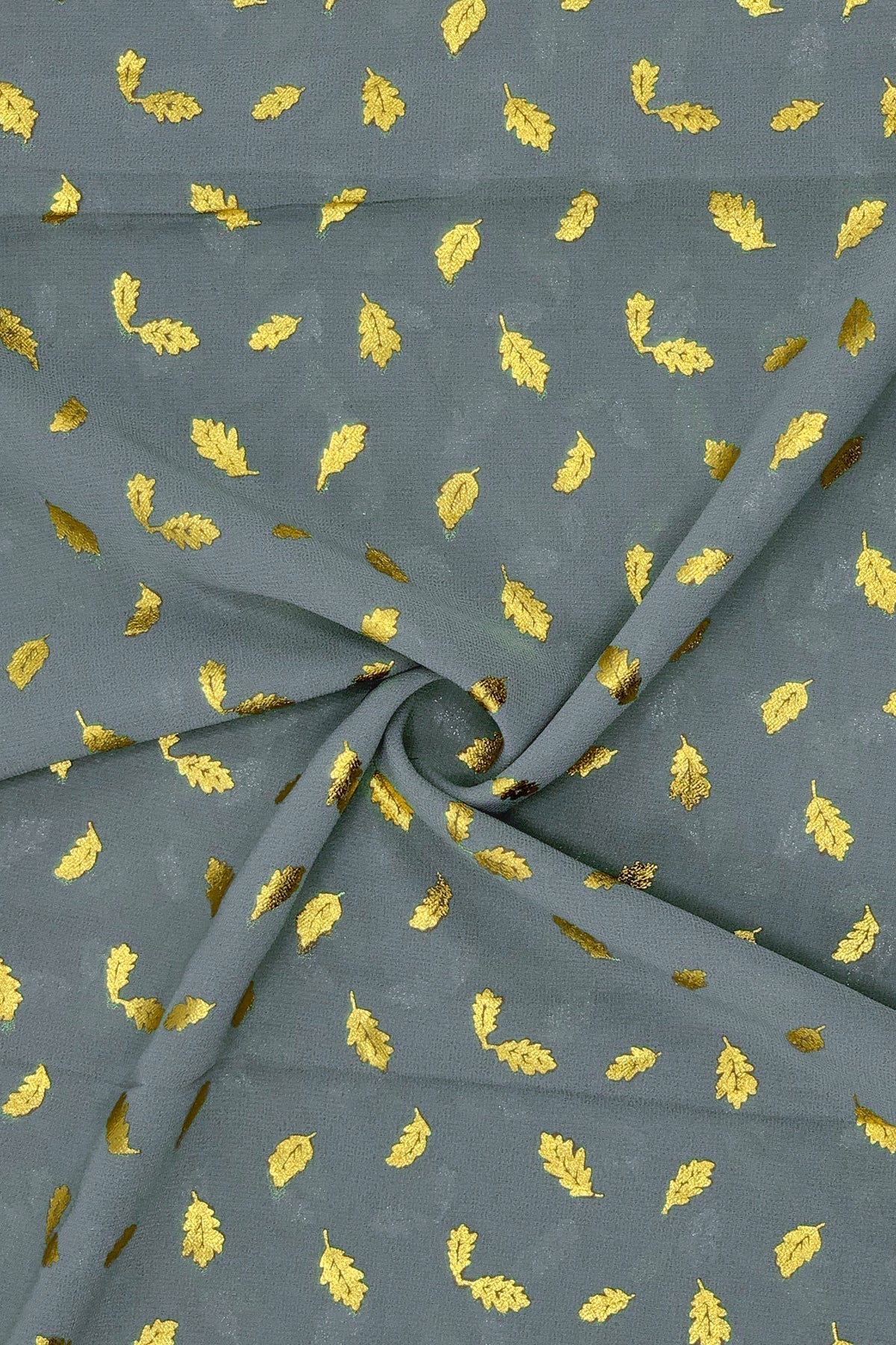 Gold Print Chiffon - Grey